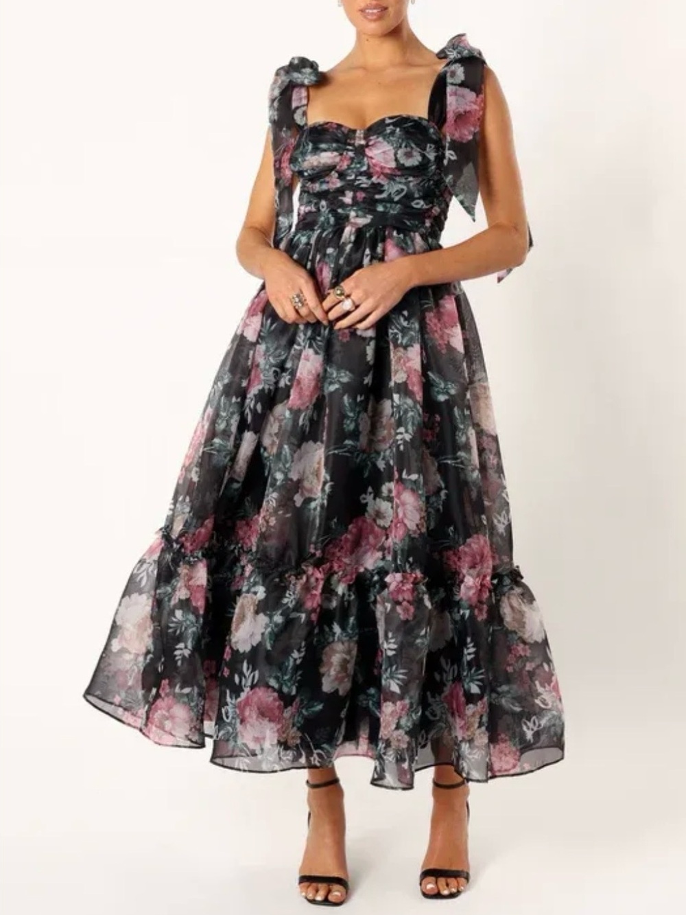 PETAL & PUP Romantic Floral Smock Midi Dress